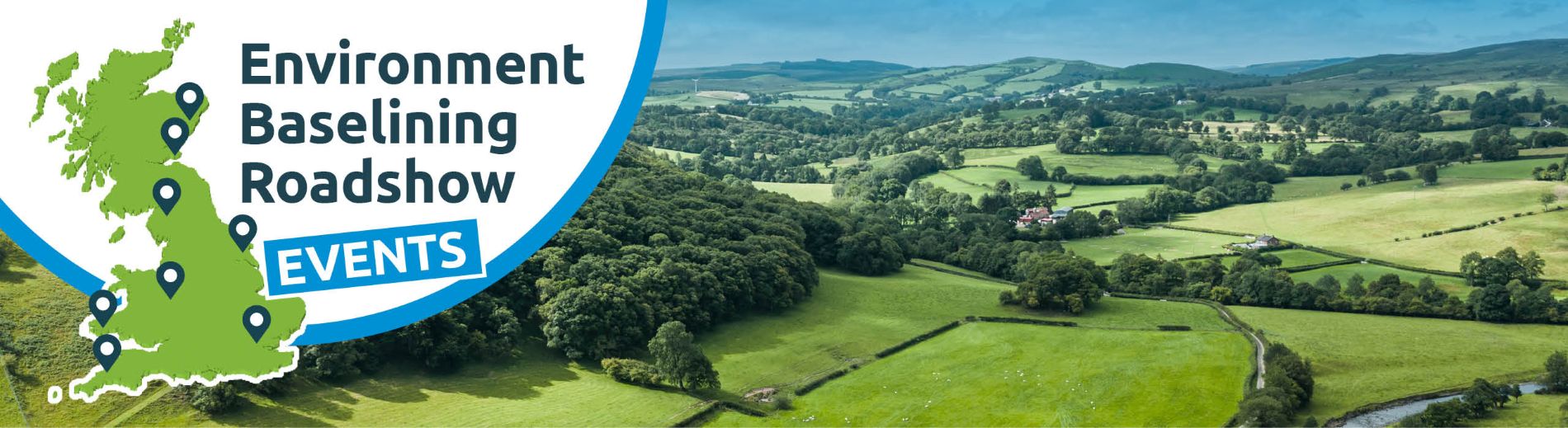 Decorative image of fields with the Environment Baselining Roadshow logo